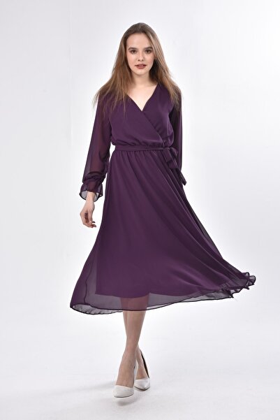 MACFLY Rochie din șifon căptușită cu lungime midi