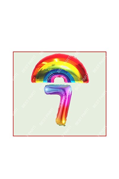 RÖNESANS PARTİ Rainbow Themed 7Th Birthday Party Set