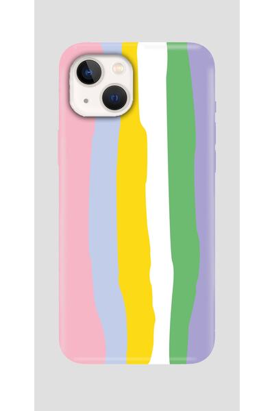 HappyCase Iphone 13 Rainbow Gökkuşağı Liquid Lansman Silikon Kapak Kılıf