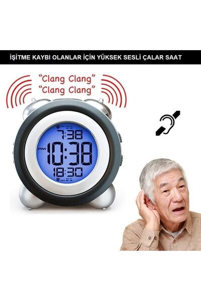 UpWay Led Işıklı Yüksek Zil Sesli Dijital Masa Saati Zaman Tarih Çift Alarm