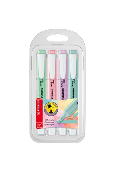 Stabilo Highlighter Swing Cool Pen Type Pastel 4 Pieces 275/4-08-5-li-pkt