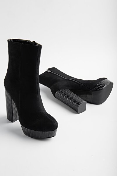 LİLLA Ayakkabı Kadın Platform Kalın Topuklu Suni Deri Bot