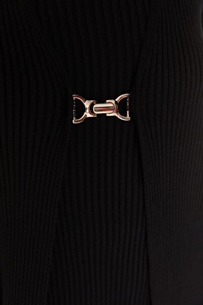 Trendyol Modest Fekete kordbársony ruha-kardigán kötöttáru szett TCTAW23US00118