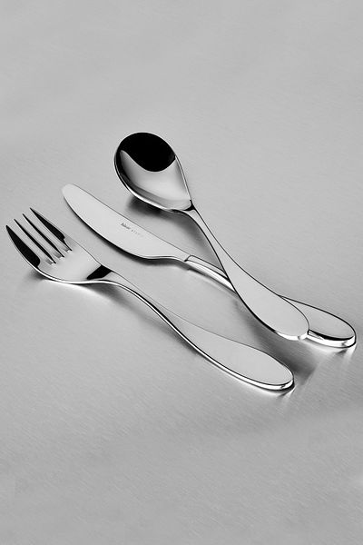 Hisar Aqua 24 Piece Steel Dinner Fork Spoon Knife Set