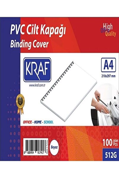 KRAF CİLT KAPAĞI A4 100 LÜ 512G ŞEFFAF