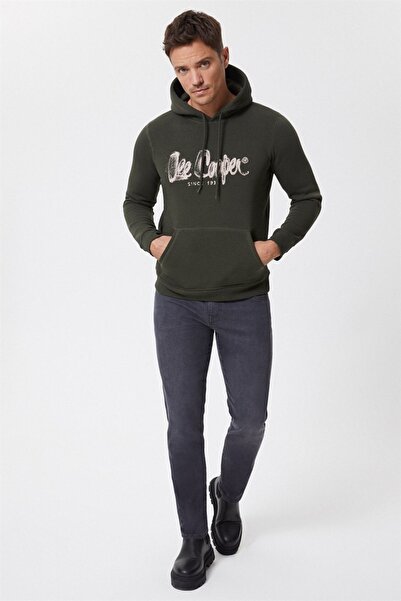 Lee Cooper سويت شيرت بغطاء للرأس للرجال من غريغوري كاكي