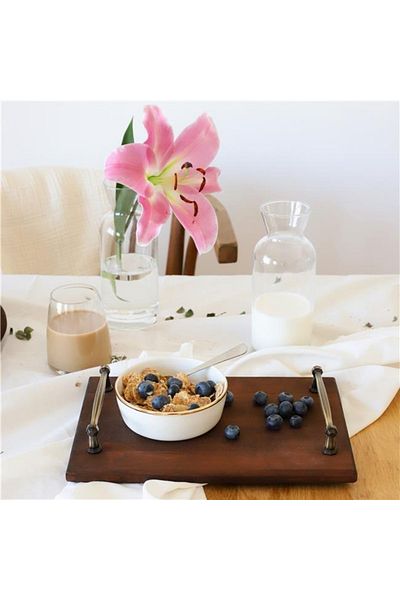 Akayev 30x19 Cm Rustic Wooden Tray - Engagement Promise and Cheese Plate, Coffee Corner Presentation Holder