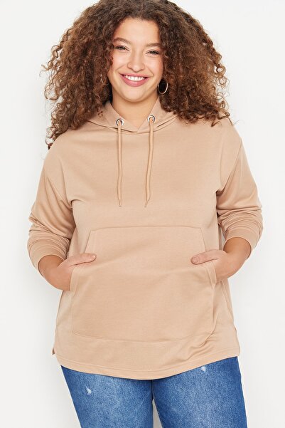 Trendyol Curve Große Größen in Sweatshirt - Beige - Oversize