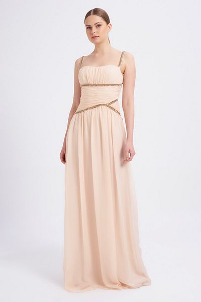 Balizza Blz-gold Chain and Stone Detailed Long Dress