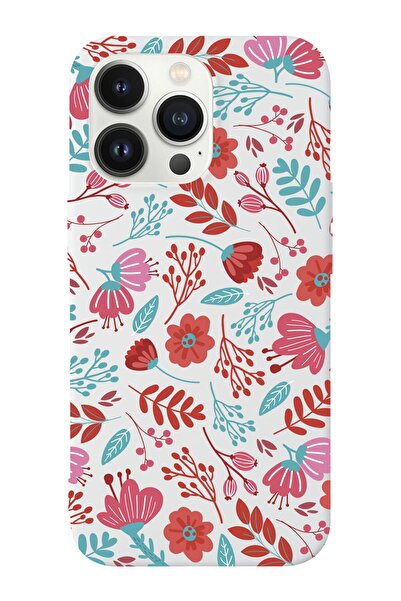 shoptocase Iphone 14 Pro Uyumlu Çiçekler Tasarımlı Içi Süet Lansman Telefon K...