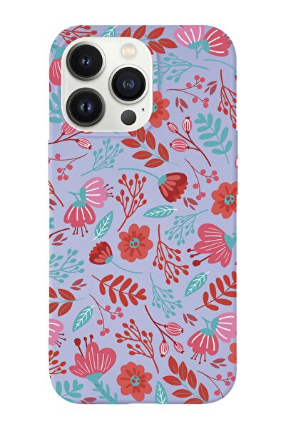 shoptocase Iphone 14 Pro Uyumlu Çiçekler Tasarımlı Içi Süet Lansman Telefon K...