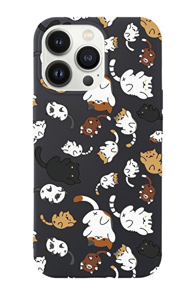 shoptocase Iphone 14 Pro Uyumlu Kedicikler Tasarımlı Içi Süet Lansman Telefon...