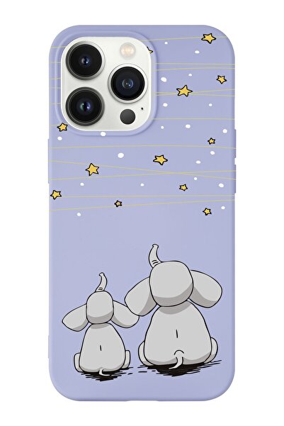 shoptocase Iphone 14 Pro Max Uyumlu Yıldızlı Filler Tasarımlı Içi Süet Lansma...