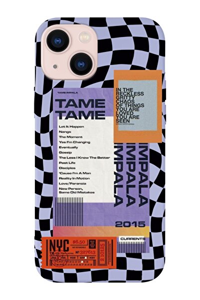 shoptocase Iphone 14 Uyumlu Dama Tame Tasarımlı Içi Süet Lansman Telefon Kılıfı