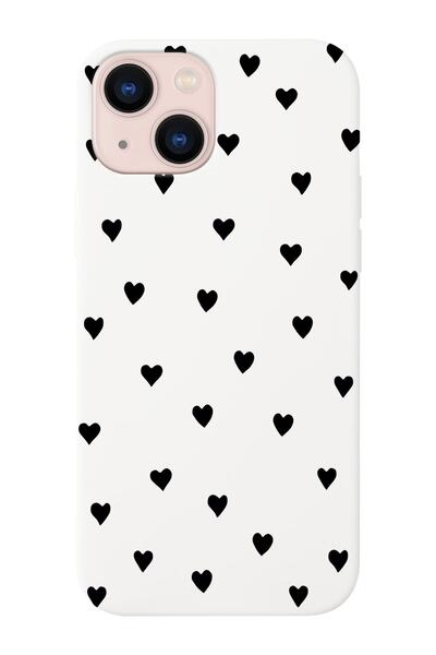 shoptocase Iphone 14 Plus Compatible Suede Launch Phone Case With Hearts Desi...