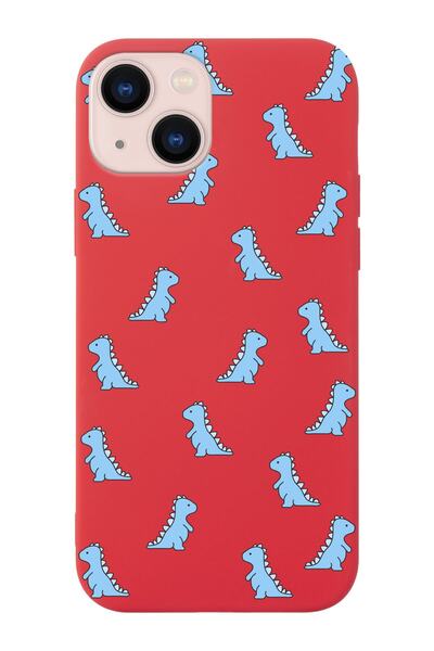 shoptocase Iphone 14 Uyumlu Mavi Dinazor Tasarımlı Içi Süet Lansman Telefon K...