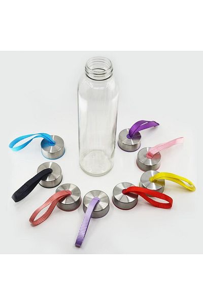 Hediye Kesesi Red Colored Glass Water Bottle with Case 500 Ml