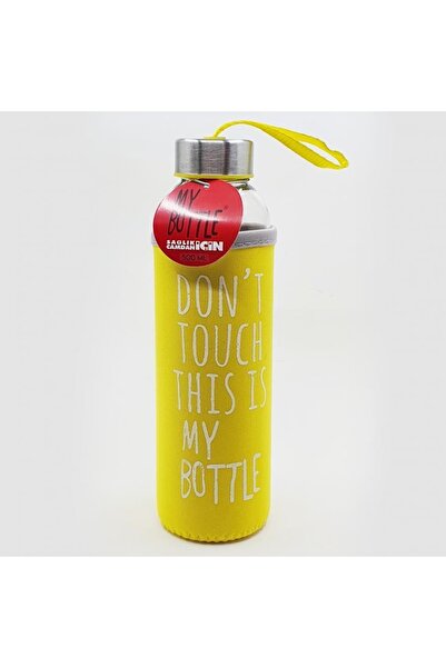 Hediye Kesesi 500 Ml Glass Water Bottle - Yellow Color and Case