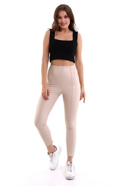 winmoda Faux Leather Leggings Pre-Stitched