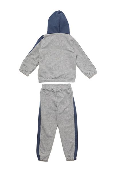 Colorstories Gray Color Blocked Hooded Boy's Knitted Thin Tracksuit Set