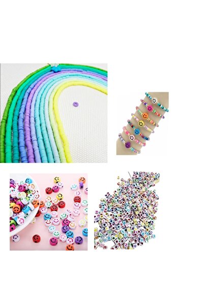 RLX BUJİTERİ Fimo Boncuk Seti 10 Renk, Renkli Harf, Emoji Figürü Ile