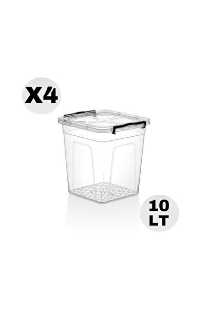 Bambus Home Dik Erzak Kiler Saklama Kabı 10 Lt 4 Adet