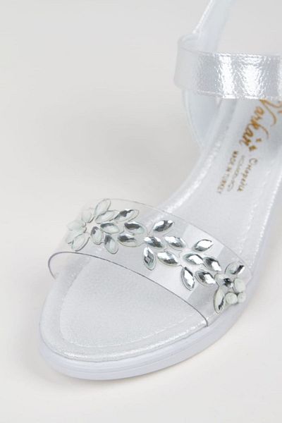 shopland Shiny Rhinestone Heeled Children's Sandals Evening Dress Shoes Orthopedic Sole Special Day Summer Ballerinas