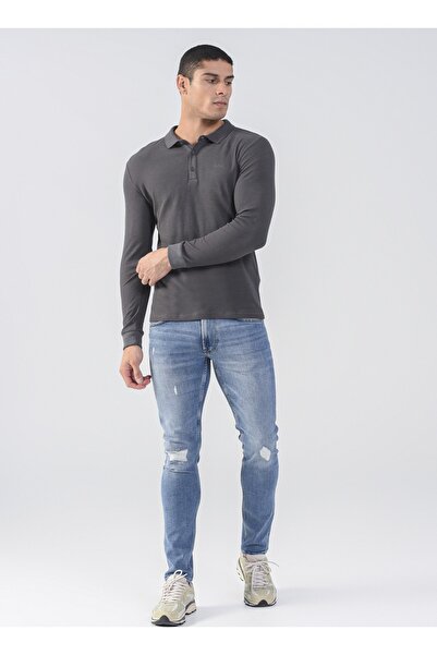 Lee Cooper Ανδρικό μπλουζάκι Polo Neck Plain Anthracite 231 Lcm 242002 Tylens