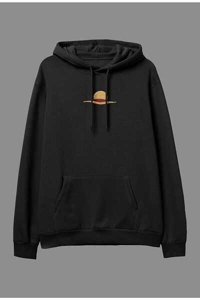 Joza Outdoors Femei Bărbați One Piece Anime Printed Negru Oversize Hanorac