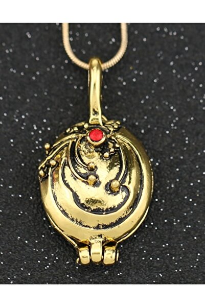 Modaadresiniz Mineçiçeği Kapaklı Antik Gold Renk Kolye