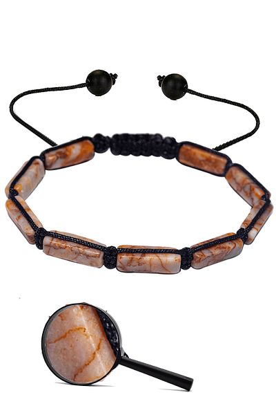 Tesbih Atölyesi Certified White Orange Agate Stone Natural Stone Bracelet