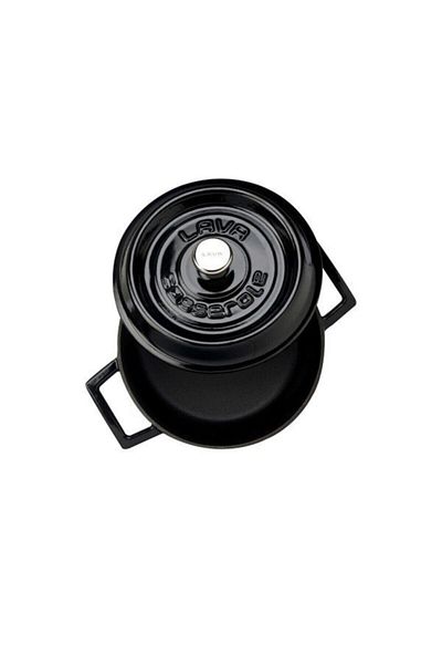 Lava Black Cast Round Pot 28 cm