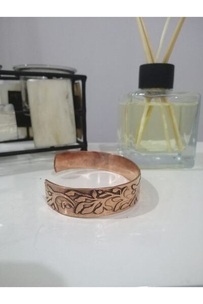 KAVELE Saf Bakır Enli Bileklik Motifli %100 Bakır Her Bileğe Uygun Geçmeli