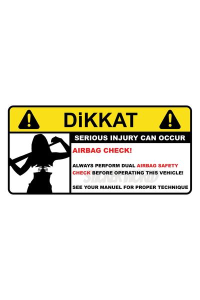 Sticker World Dikkat Airbag Araba Sticker 12*5 Cm