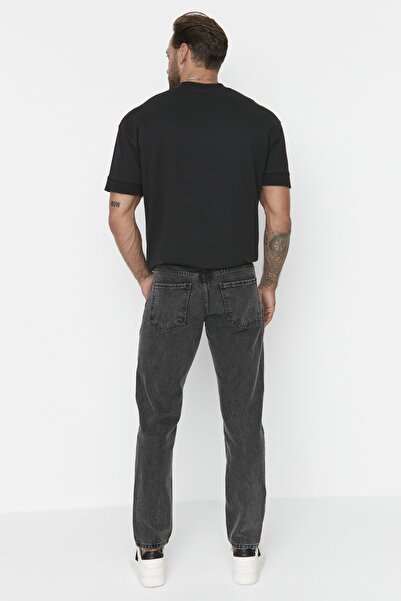Trendyol Collection Τζιν παντελόνι 100% βαμβακερό essential fit σε ανθρακί χρώμα TMNAW23JE00104