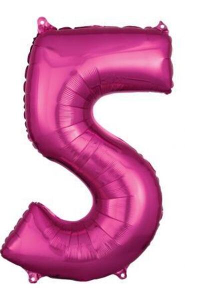 kidspartim 5 Number Dark Pink Foil Balloon 80 cm