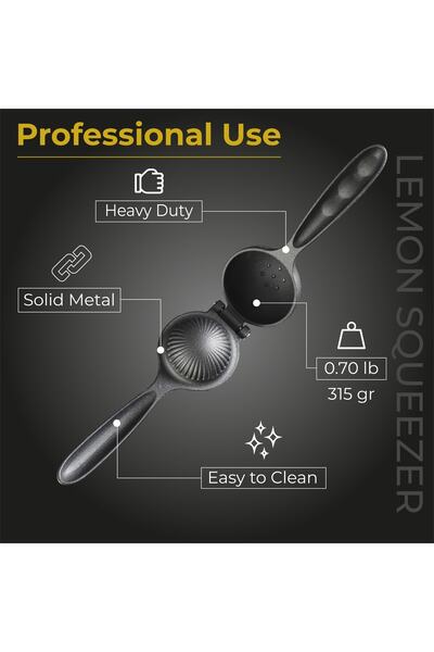 Lira Cast Metal Quality Lemon Squeezer - Matte Black