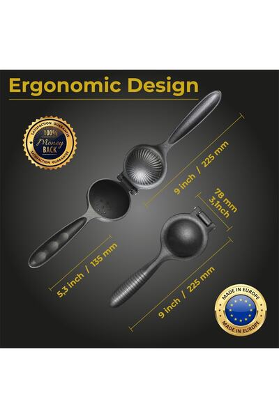 Lira Cast Metal Quality Lemon Squeezer - Matte Black