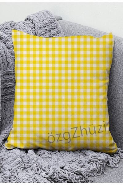 perlina home غطاء وسادة أصفر منقوش 50x50 سم