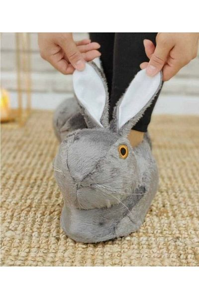 Akınal Bella Papuci de casă pentru femei Akınalbella Gri Animal Rabbit - Gri - 40
