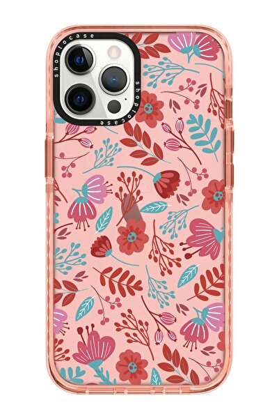 shoptocase Iphone 13 Pro Max Uyumlu Pembe Impact Çiçekler Tasarımlı Telefon K...