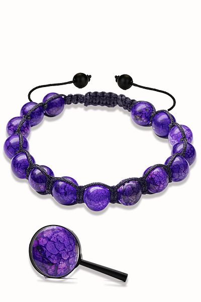 Tesbih Atölyesi Certified Macrame Natural Stone Bracelet with Purple Agate Stone