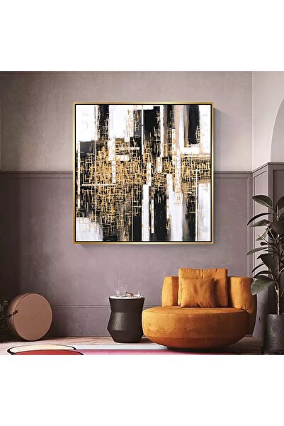 Markazip Altın Metal Çerçeveli Kanvas Tablo 90x90cm Kod: Lk395-k-a