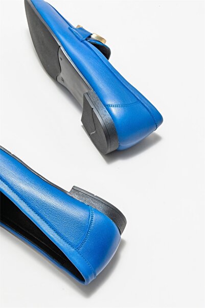 Elle Shoes Mavi Deri Kadın Loafer