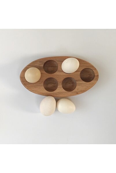 Tinex Yumurtalık Organizer Doğal Ahşap 6lı Yumurtalık Sunumluk