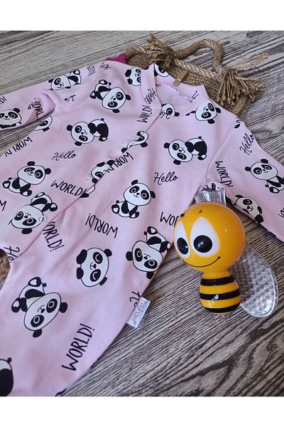 Nayinom Kids Panda Jumpsuit with Booties Pink