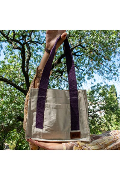 Miaju Kanvas Mini Tote Çanta, Yüksek Kalite Pamuk Kanvas Omuz Çantası, Günlük...