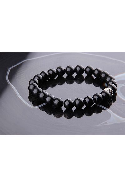 ALAVAN Black Tourmaline Natural Stone Bracelet 8 Mm, Crystal Accessory, Healing Vibration Therapy, Premium