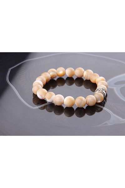 ALAVAN Mother of Pearl Natural Stone Bracelet 8 Mm, Crystal Accessory, Healing Vibration Therapy, Premium Quality
