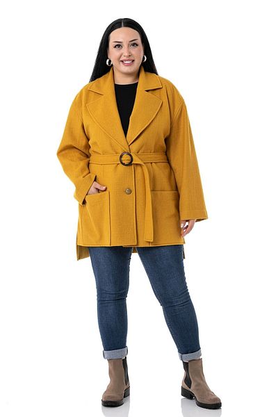 DISENTIS MODEST Plus Size Mono Guler Geantă Lung Spate Curea Buzunar Necăptuşit Muştar